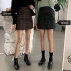 Checker Woolen Mini Skirt