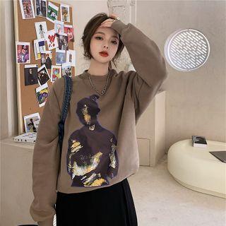 Print Loose-fit Sweatshirt Khaki - One Size