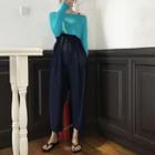 One Shoulder Long-sleeve Crop Top / Cropped Wide-leg Jumpsuit