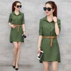 Half Placket Plain Shirtdress