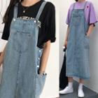 Midi Denim Pinafore Dress Denim Blue - One Size