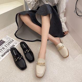 Block Heel Chain Detail Mules