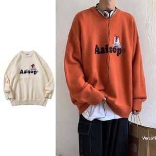 Cartoon Embroidered Lettering Sweatshirt