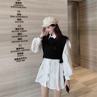 Lantern-sleeve Shirt / Plain Vest