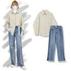 Long-sleeve Shirt / Wide-leg Jeans