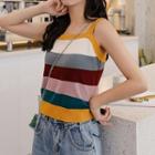 Sleeveless Striped Knit Top Stripes - Multicolor - One Size