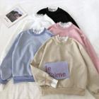 Mock Two-piece Faux Suede Long-sleeve Sweatshirt