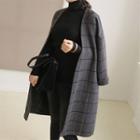 Checked Open-front Wool Coat