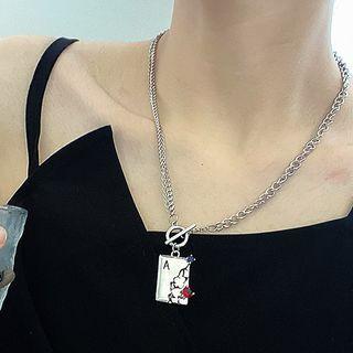 Poker Card Pendant Alloy Necklace Silver - One Size