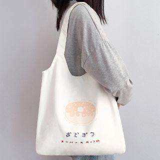 Doughnut Canvas Tote Bag Doughnut - White - One Size