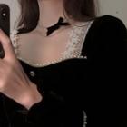 Bow Rhinestone Layered Choker Black - One Size