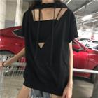 Short-sleeve Cutout Hoodie