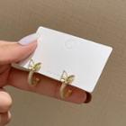 Butterfly Hoop Earring E3023 - 1 Pair - Gold - One Size