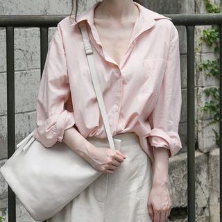 Long Sleeve Plain Button-up Shirt