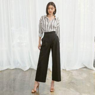 Pintuck-waist Wide-leg Linen Pants