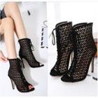 Lace-up Hollow Out Stiletto Heel Sandals