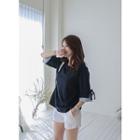 Contrast-trim Bow-sleeve Top