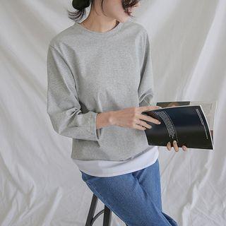 Pintuck-cuff Layered-hem Pullover