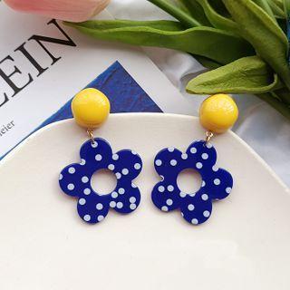 Polka Dot Flower Dangle Earring