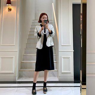 Open-front Dotted Linen Jacket