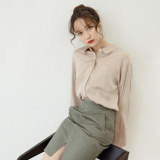 Button-down Long-sleeved Blouse