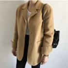 Notch-lapel Buttoned Jacket Khaki - One Size