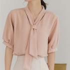 Tie-neck Puff-sleeve Blouse / Blouse