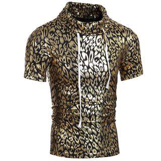 Metallic Leopard Print Short Sleeve Top