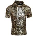 Metallic Leopard Print Short Sleeve Top