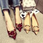 Embellished Buckle Pointy-toe Flats