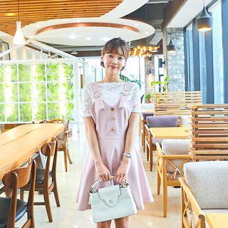Button-detail A-line Suspender Dress