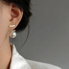 Rhinestone Faux Pearl Dangle Earring 1 Pair - E3313 - 925 Silver - Gold - One Size