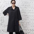 3/4-sleeve Pocket-detail Loose-fit Dress