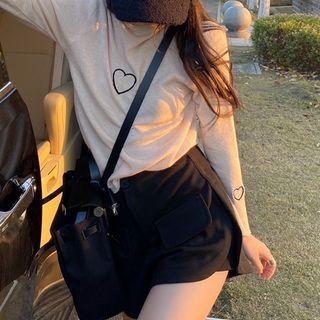 Long-sleeve Turtleneck Heart Print T-shirt
