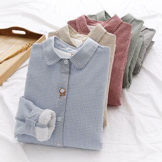 Long-sleeve Checked Fleece-lined Shirt