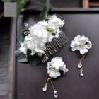Bridal Set: Flower Earring + Hair Comb