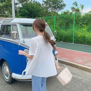 Pleated-panel Sheer T-shirt