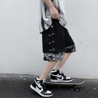 Safety Pin Paisley Print Layered Shorts