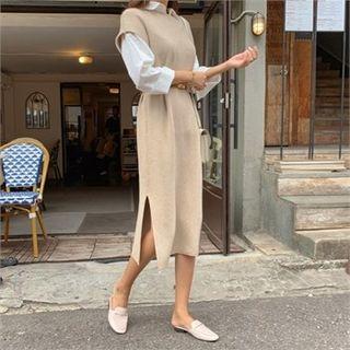 Cap-sleeve Long Knit Dress