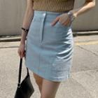 Pocket-side Linen Miniskirt