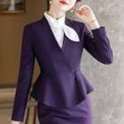 Double-breasted Blazer / Long-sleeve Shirt / Mini Skirt / Dress Pants