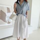 Knee-length Linen Culottes White - One Size