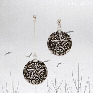 Star Alloy Asymmetrical Dangle Earring 1 Pair - Silver & Black - One Size