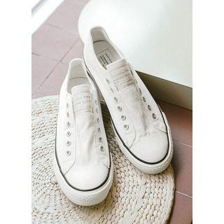 Letter-patch Laceless Canvas Sneakers