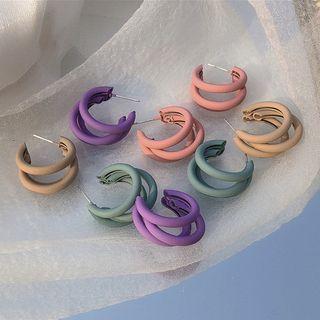 Matte Layered Open Hoop Earring