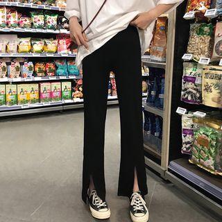 High-waist Crop Wide Leg Jeans Black - One Size