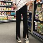 High-waist Crop Wide Leg Jeans Black - One Size