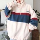 Color Block Fleece Loose-fit Long-sleeve Hoodie