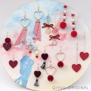 Heart Fringe Earrings ( Various Designs )