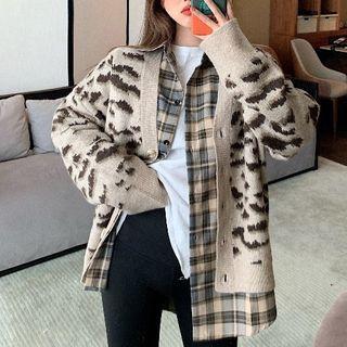 Pattern Long-sleeve Cardigan / Plaid Shirt